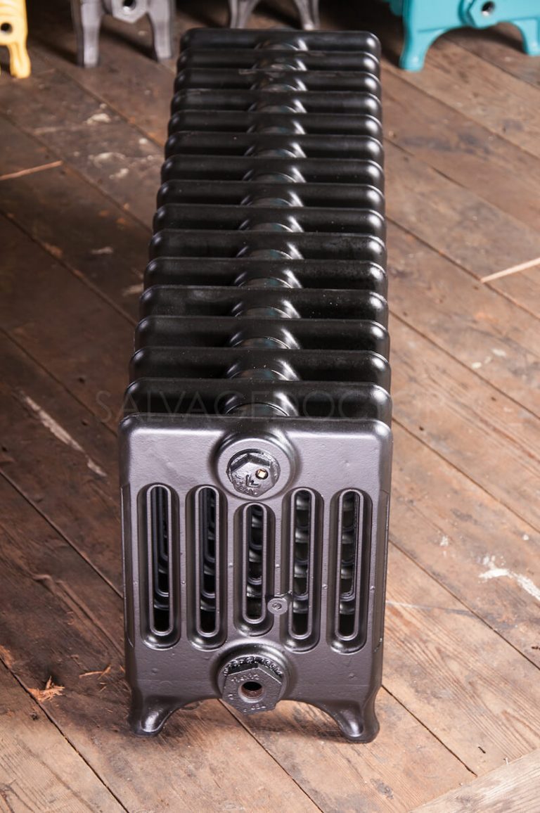 6 Column Neo Classic Cast Iron Radiator 300mm High In Low Gloss Black